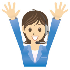 オペレーター 女 B 表情 万歳