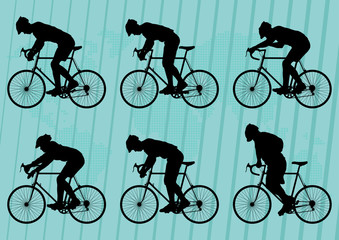 Obraz premium Sport road bike riders bicycle silhouettes