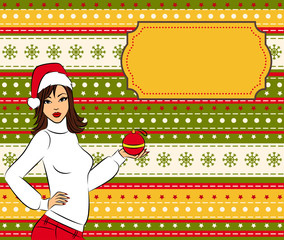 Cartoon woman in suit Snow Maiden. Vector