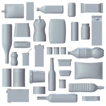 Lebensmittel Verpackungen Set 3D