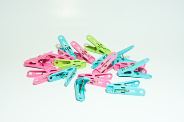Clothespins on a white background