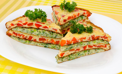 Omelet  with  peppers  and herbs