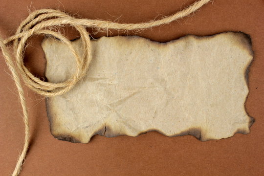 Burnt paper and flax string,  for background