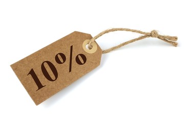 10% Sale label with natural paper and string