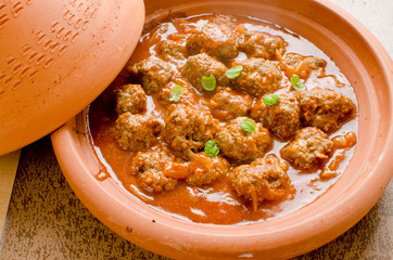 Moroccan kefta in tomato sauce tajine