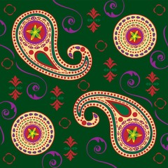 Rich Lotus Paisley in Green