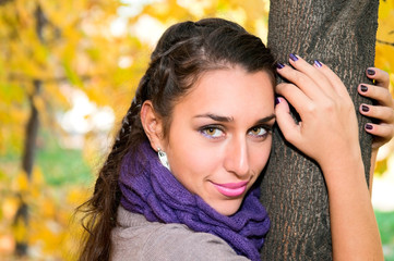 young woman in autumn park