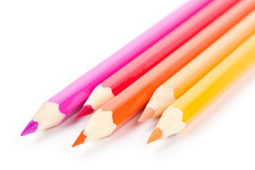 color pencils on white background