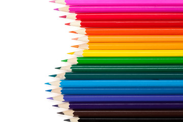 color pencils on white background