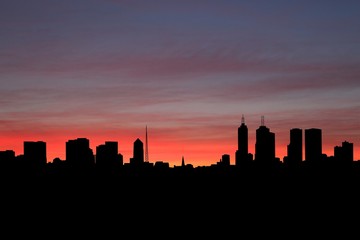 Fototapeta na wymiar Melbourne skyline at sunset illustration