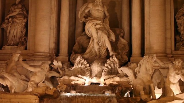 Closeup Of Trevi Fountain By Night