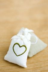 bags with heart symbol