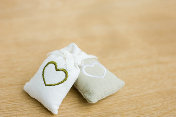 bags with heart symbol