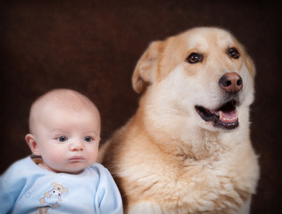 bébé et son chien