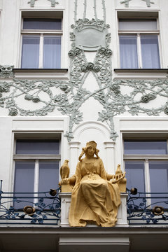 Princess Libuse statue on St. Charles Street, Prague