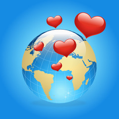 Hearts with Globe