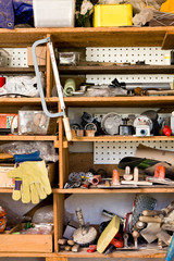 Shelves with various tools, do it yourself