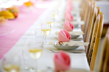 Reception or wedding table ready, horizontal