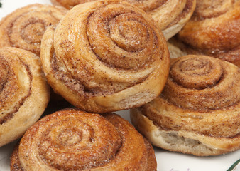 Buns with cinnamon, close-up