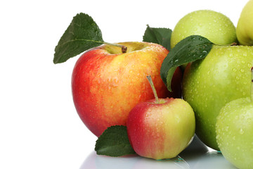 Many fresh ripe apples isolated on white