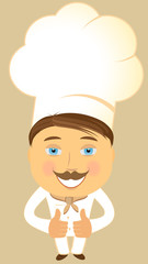 cheerful cartoon happy cook showing thumb up