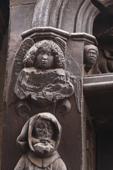 Carved 15th century figures in Place Plumereau Tours