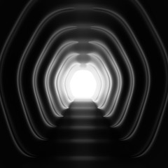 Naklejka premium Abstract 3d background - dark tunnel with light at the end
