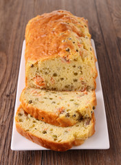 cake with salmon and pea