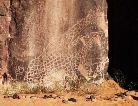 Rock engraving in Sahara Desert, Algeria