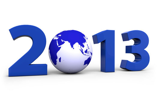 Das Jahr 2013 mit Weltkugel