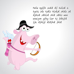 Piglet Cupid Vintage Card