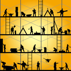 construction worker silhouette at work vector illustration