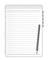 Black and white paper page with pencil.