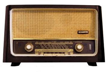 Vintage radio isolated on a white background