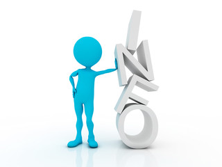 3d people - human character and word 