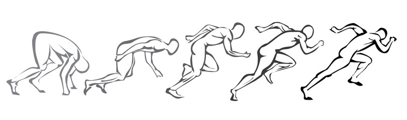 sprint concept. set of symbols running man - obrazy, fototapety, plakaty