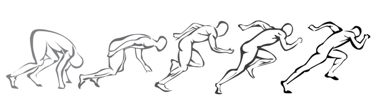 sprint concept. set of symbols running man