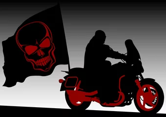 Abwaschbare Fototapete Motorrad Schwarze Flagge