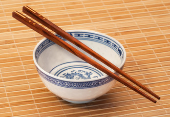 chopstick on bamboo