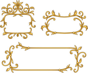 Set of decorative golden frames