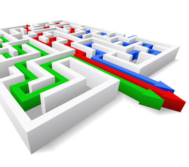 Maze and three arrows.