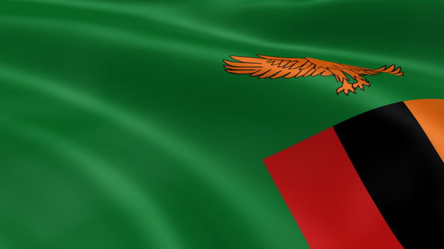 Zambian flag in the wind. Part of a series.