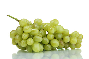 Ripe green grapes isolated on white