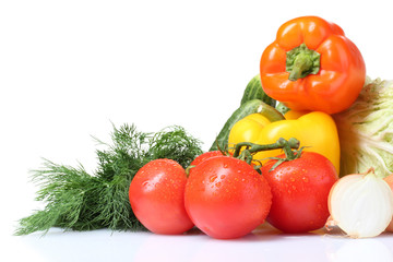 beautiful vegetables isolated on white