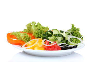 vegetable salad on plate isolated on white