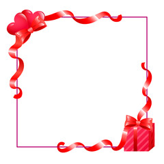 valentines frame with hearts and gift