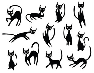 cat cartoons set