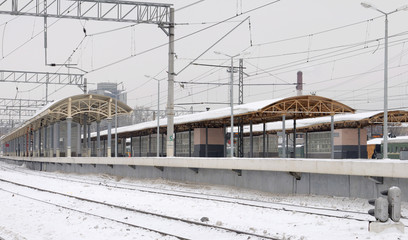 Empty train station in winter