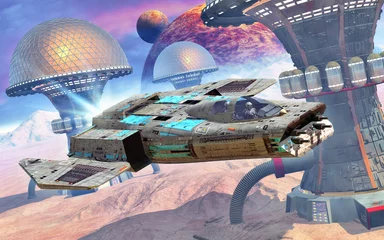 Photo sur Plexiglas Cosmos combattant de l& 39 espace et ville du désert