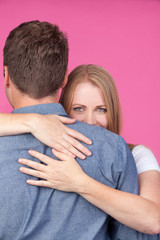 Woman and Man Hugging